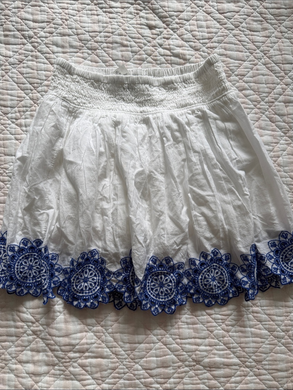 abercrombie kids White Skirt with Blue Embroidered Hem